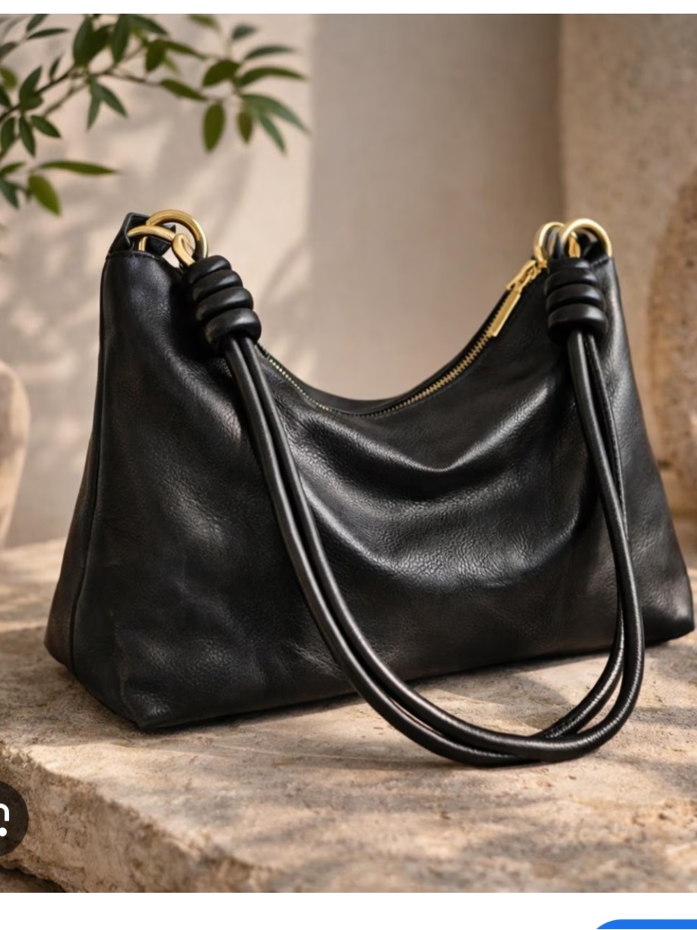 Black Leather Shoulder Bag - Classic Everyday Carry